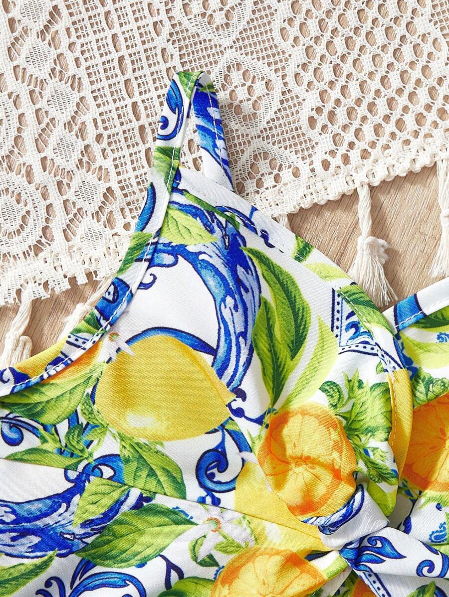 Buy SHEIN Baby Girl Lemon Print Sleeveless Crop Top And Mini Skirt Set, Summer Vacation in Pakistan