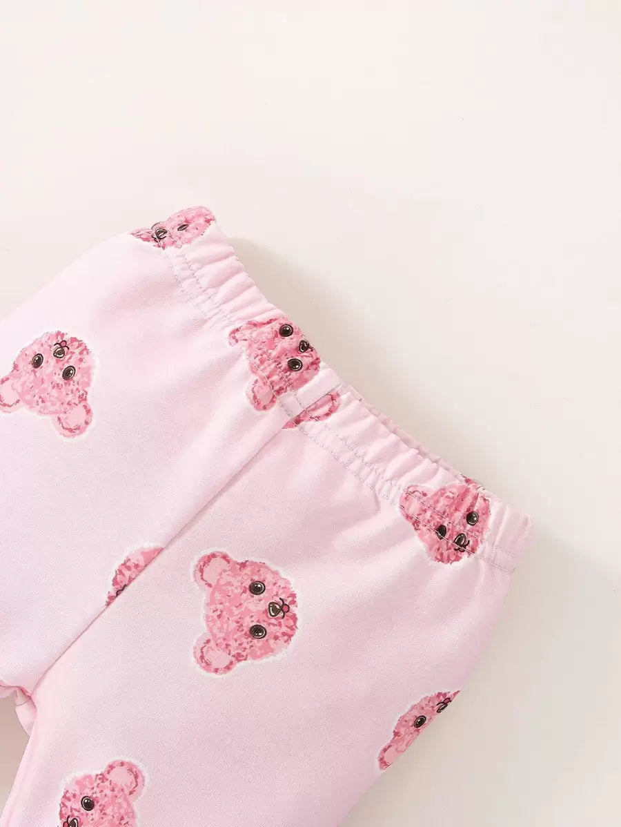 Buy SHEIN Baby Girl Newborn Cartoon Graphic Tee & Pants & Accessory 3D Ears Hat in Pakistan