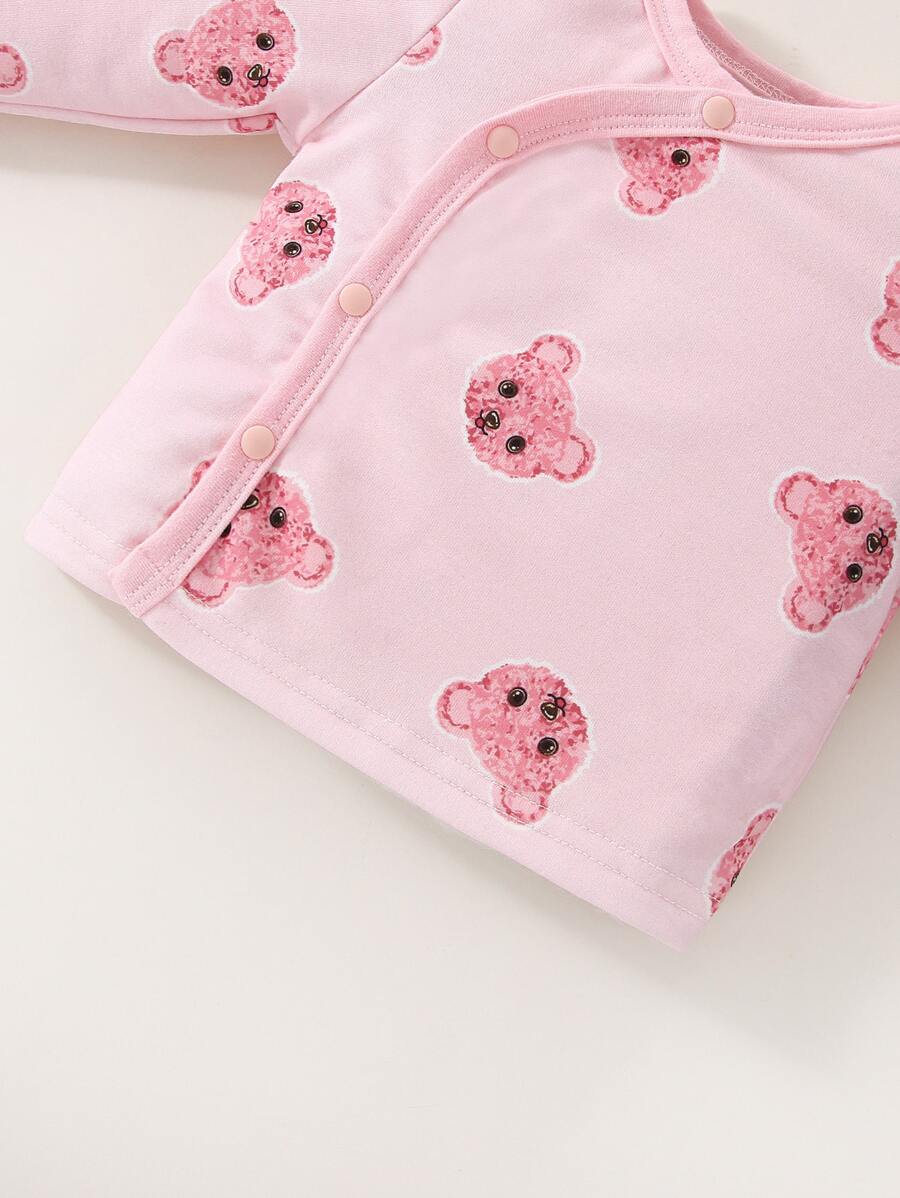 Buy SHEIN Baby Girl Newborn Cartoon Graphic Tee & Pants & Accessory 3D Ears Hat in Pakistan