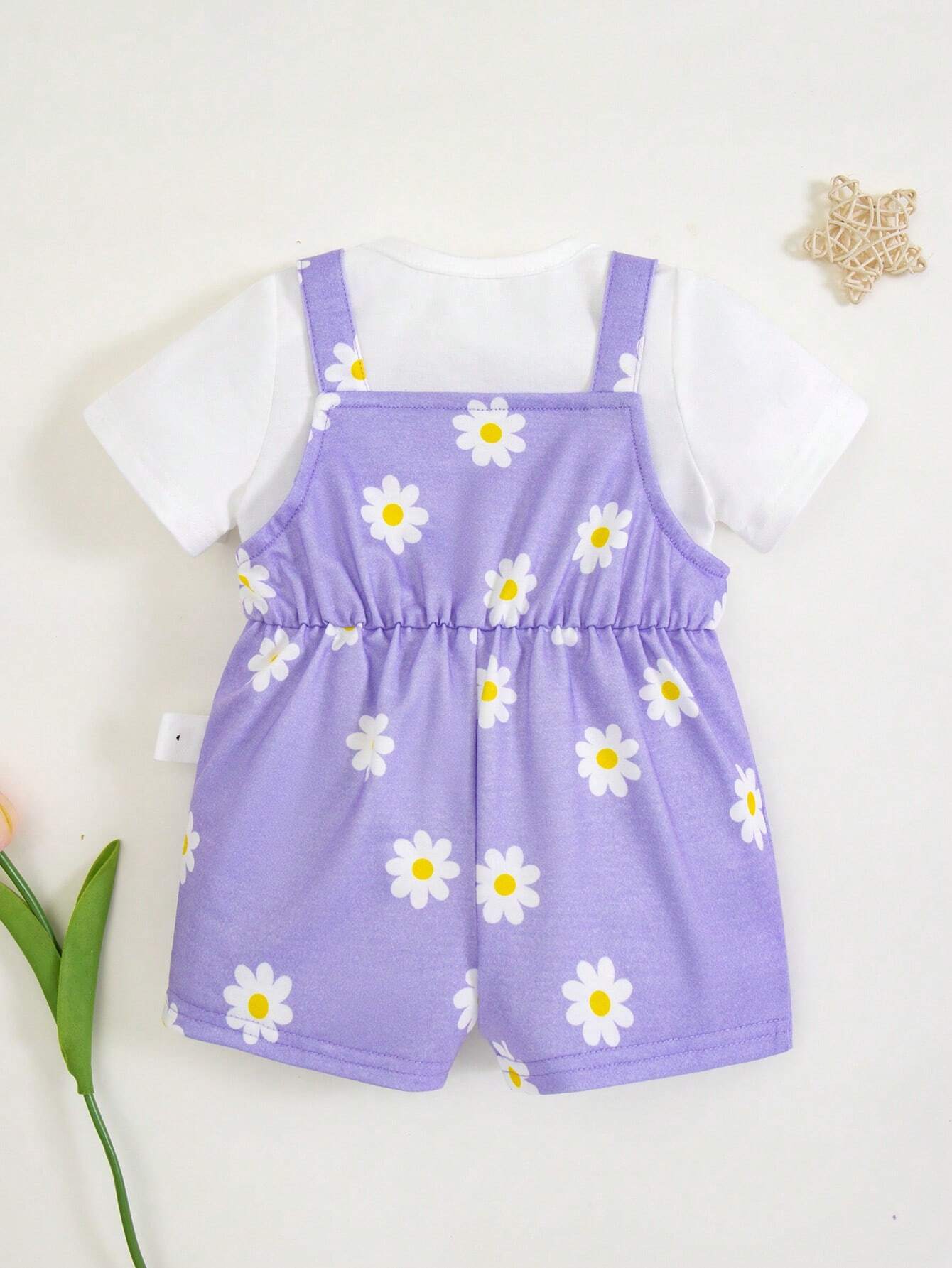 Buy SHEIN Baby Girl Newborn Floral Pattern Overall Shorts in Pakistan