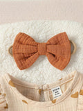 Buy SHEIN Baby Girl Newborn Heart Print Ruffle Trim Bow Front Romper & Accessory Headband in Pakistan