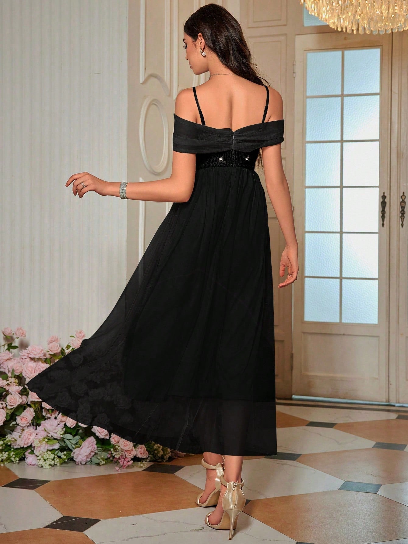 Buy SHEIN Belle Off-the-shoulder Neckline Sequined A-line Bridesmaid Dress in Pakistan