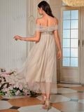Buy SHEIN Belle Off Shoulder Contrast Sequin Mesh Bridesmaid Dress in Pakistan