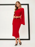 Buy SHEIN Belle Solid Cloak Sleeve Split Back Dress in Pakistan