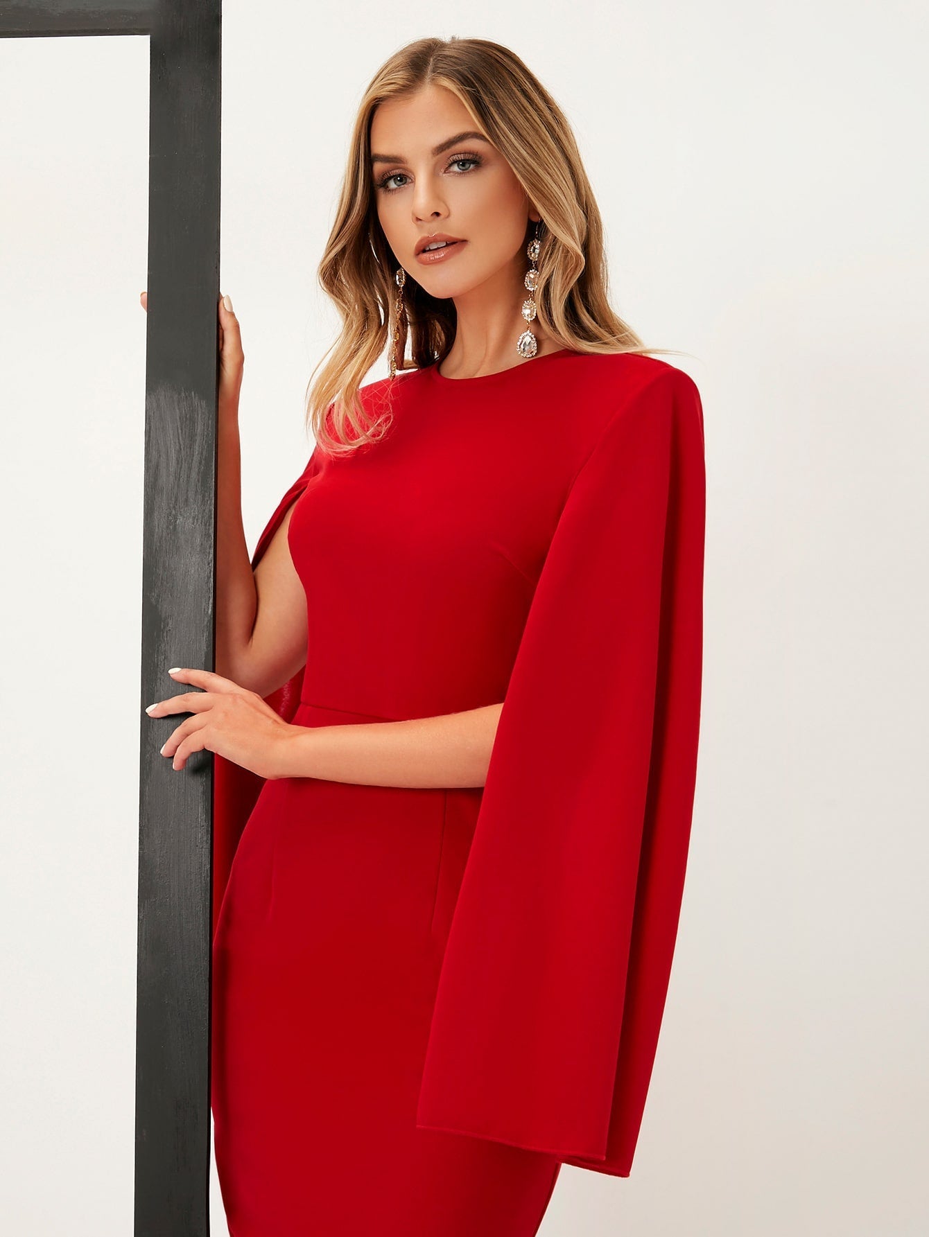 Buy SHEIN Belle Solid Cloak Sleeve Split Back Dress in Pakistan