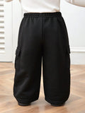Buy SHEIN Casual Korean Style Patch Pocket Loose Straight Knit Sweatpants in Pakistan