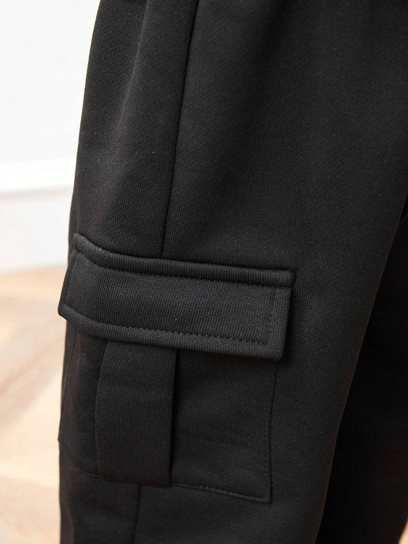 Buy SHEIN Casual Korean Style Patch Pocket Loose Straight Knit Sweatpants in Pakistan