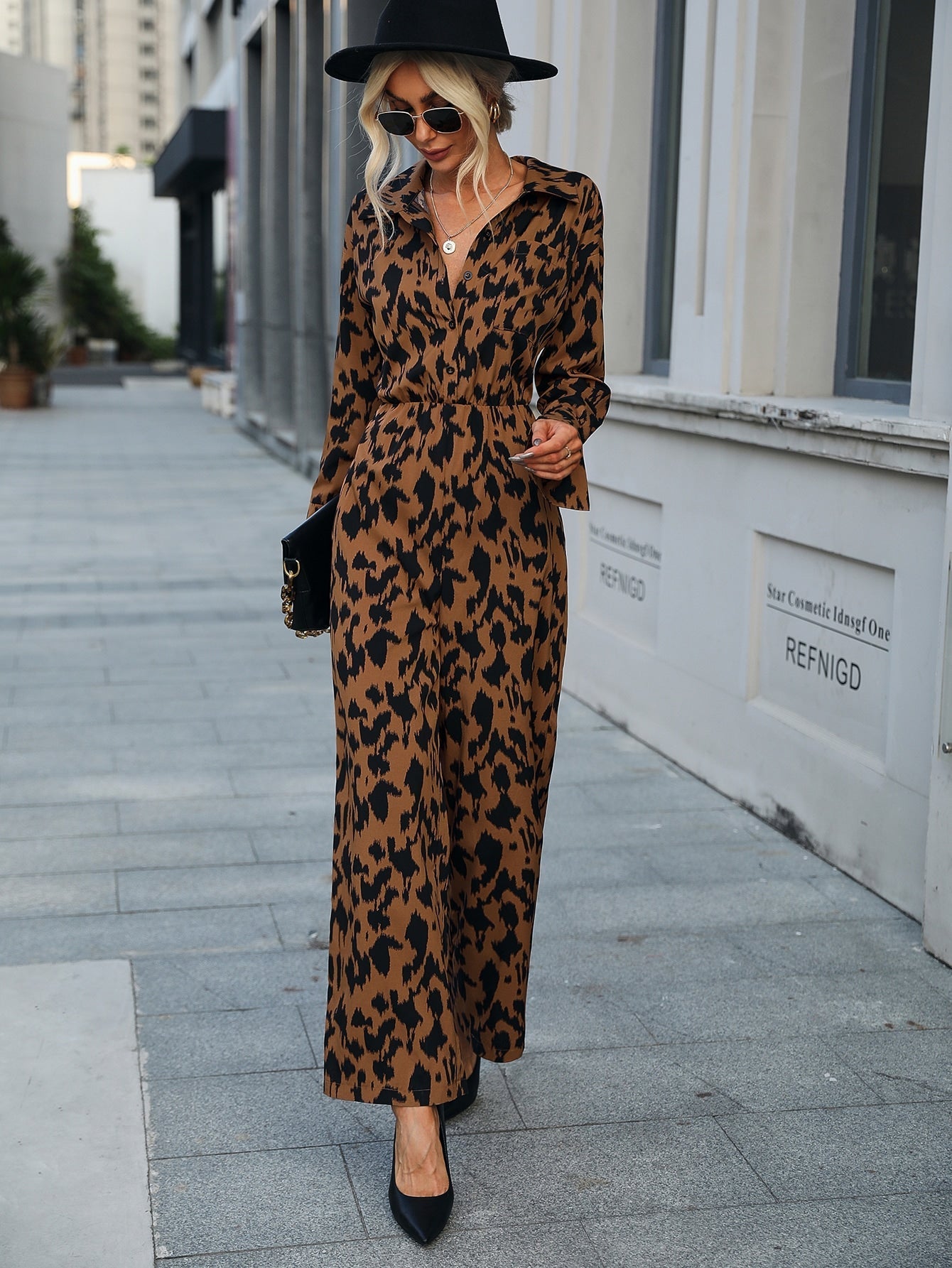 Buy SHEIN Clasi Allover Print Drop Shoulder Patched Pocket Shirt Jumpsuit Without Belt in Pakistan