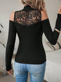 Buy SHEIN Clasi Contrast Lace Cold Shoulder Sweater in Pakistan
