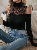 Buy SHEIN Clasi Contrast Lace Cold Shoulder Sweater in Pakistan