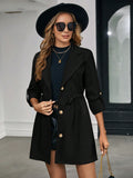 Buy SHEIN Clasi Roll Tab Sleeve Drawstring Waist Button Front Coat in Pakistan