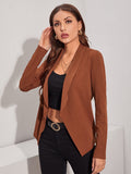 Buy SHEIN Clasi Shawl Neck Open Front Solid Coat in Pakistan