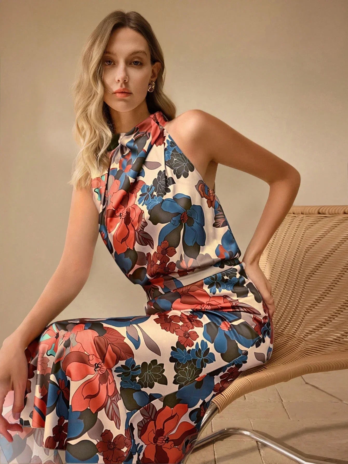 Buy SHEIN Clasi Women's Elegant Floral Midi Dress in Pakistan