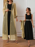 Buy SHEIN Clasi Women's Holiday Festival Long Dress With Ribbon & Pearl Embellishment, 2pcs Set in Pakistan