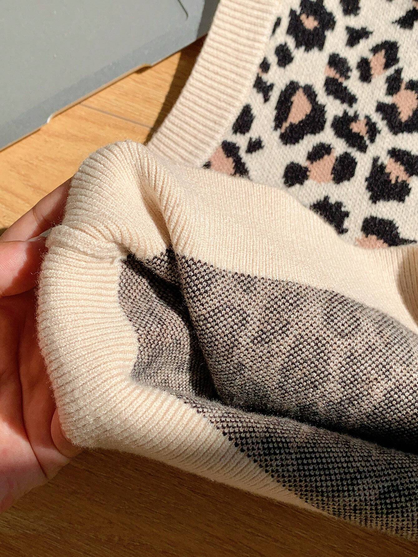 Buy SHEIN Comfortcana Casual Leopard Jacquard Women's Knitwear Top in Pakistan