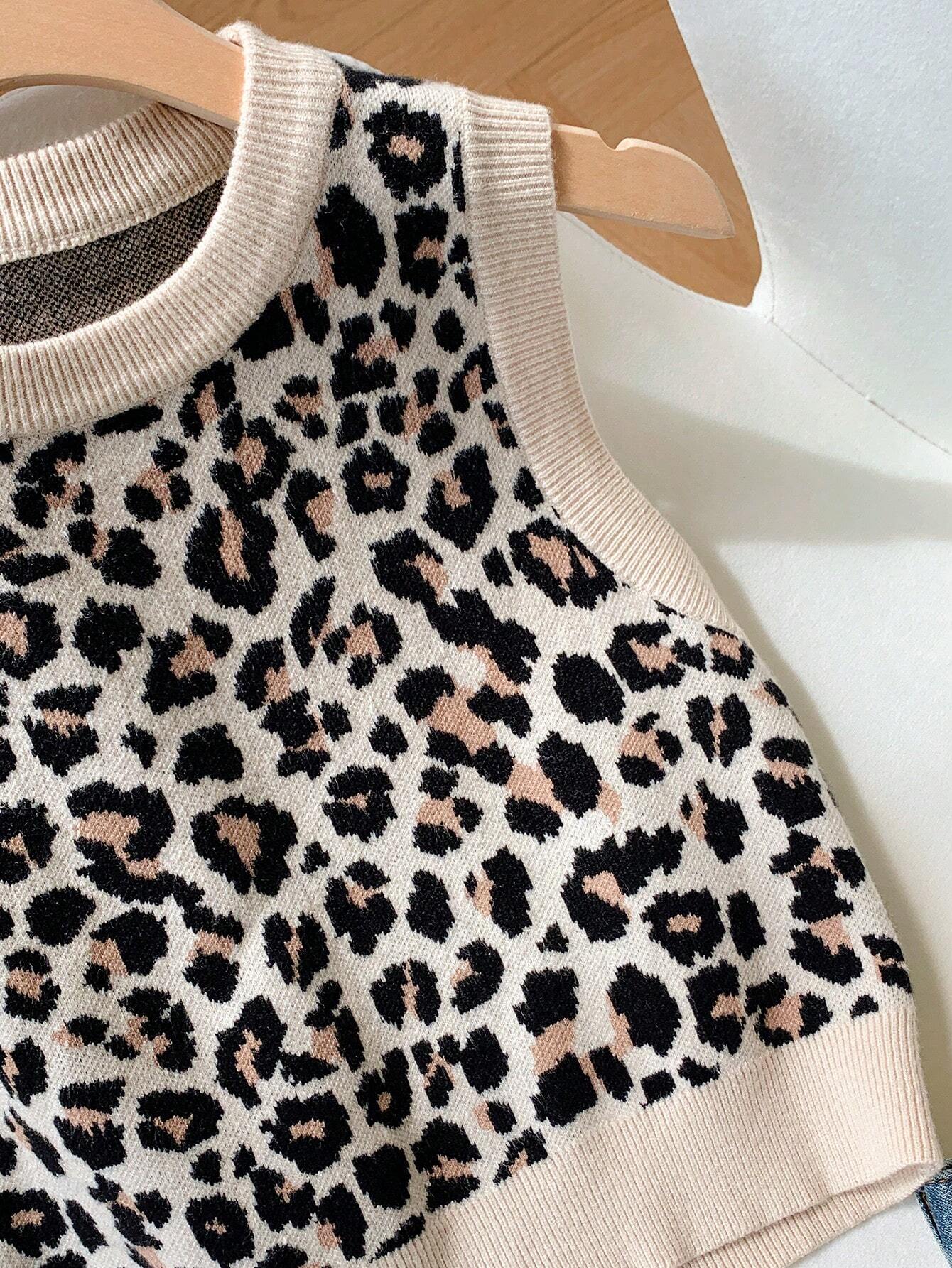 Buy SHEIN Comfortcana Casual Leopard Jacquard Women's Knitwear Top in Pakistan