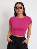 Buy SHEIN EZwear Crew Neck Crop Tee in Pakistan
