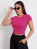 Buy SHEIN EZwear Crew Neck Crop Tee in Pakistan