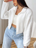 Buy SHEIN EZwear Drop Shoulder Zip Up Drop Shoulder Teddy Jacket in Pakistan