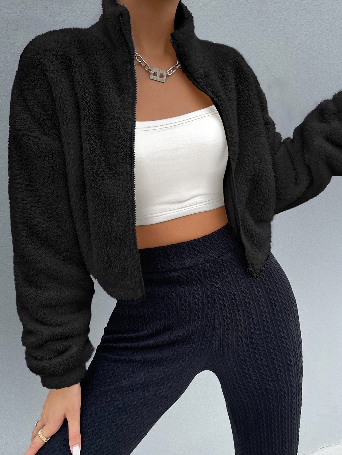 Buy SHEIN EZwear Drop Shoulder Zip Up Jacket in Pakistan