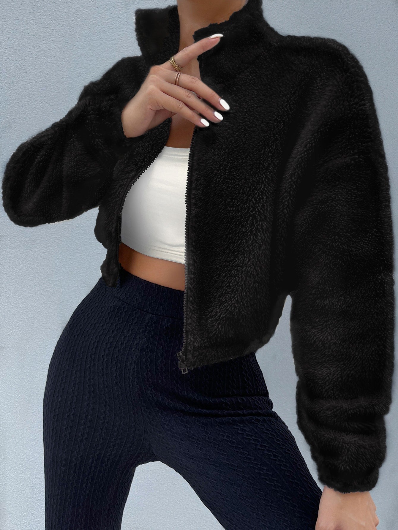 Buy SHEIN EZwear Drop Shoulder Zip Up Jacket in Pakistan