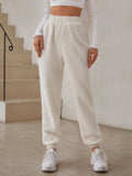 Buy SHEIN EZwear Elastic Waist Solid Teddy Pants in Pakistan