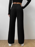 Buy SHEIN EZwear Elastic Waist Tie Front Straight Leg Pants in Pakistan