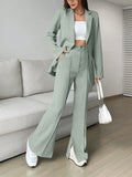 Buy SHEIN EZwear Ladies' Single-breasted Long Suit Jacket And Slit Suit Pants Set in Pakistan