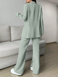 Buy SHEIN EZwear Ladies' Single-breasted Long Suit Jacket And Slit Suit Pants Set in Pakistan