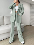 Buy SHEIN EZwear Ladies' Single-breasted Long Suit Jacket And Slit Suit Pants Set in Pakistan
