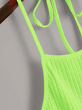 Buy SHEIN EZwear Neon Lime Solid Rib-knit Halter Top in Pakistan