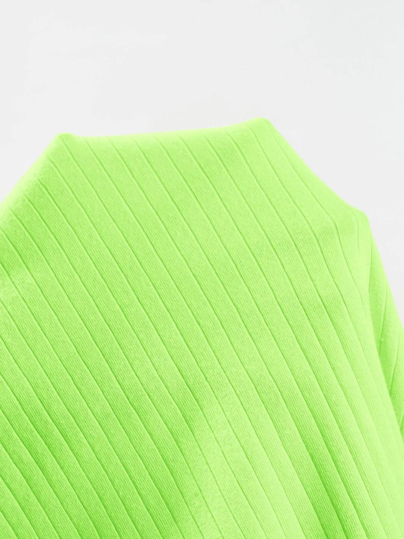Buy SHEIN EZwear Neon Lime Solid Rib-knit Halter Top in Pakistan