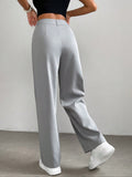 Buy SHEIN EZwear Plicated Detail Straight Leg Pants in Pakistan