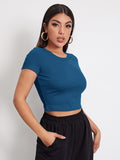 Buy SHEIN EZwear Rib-knit Crop Top in Pakistan