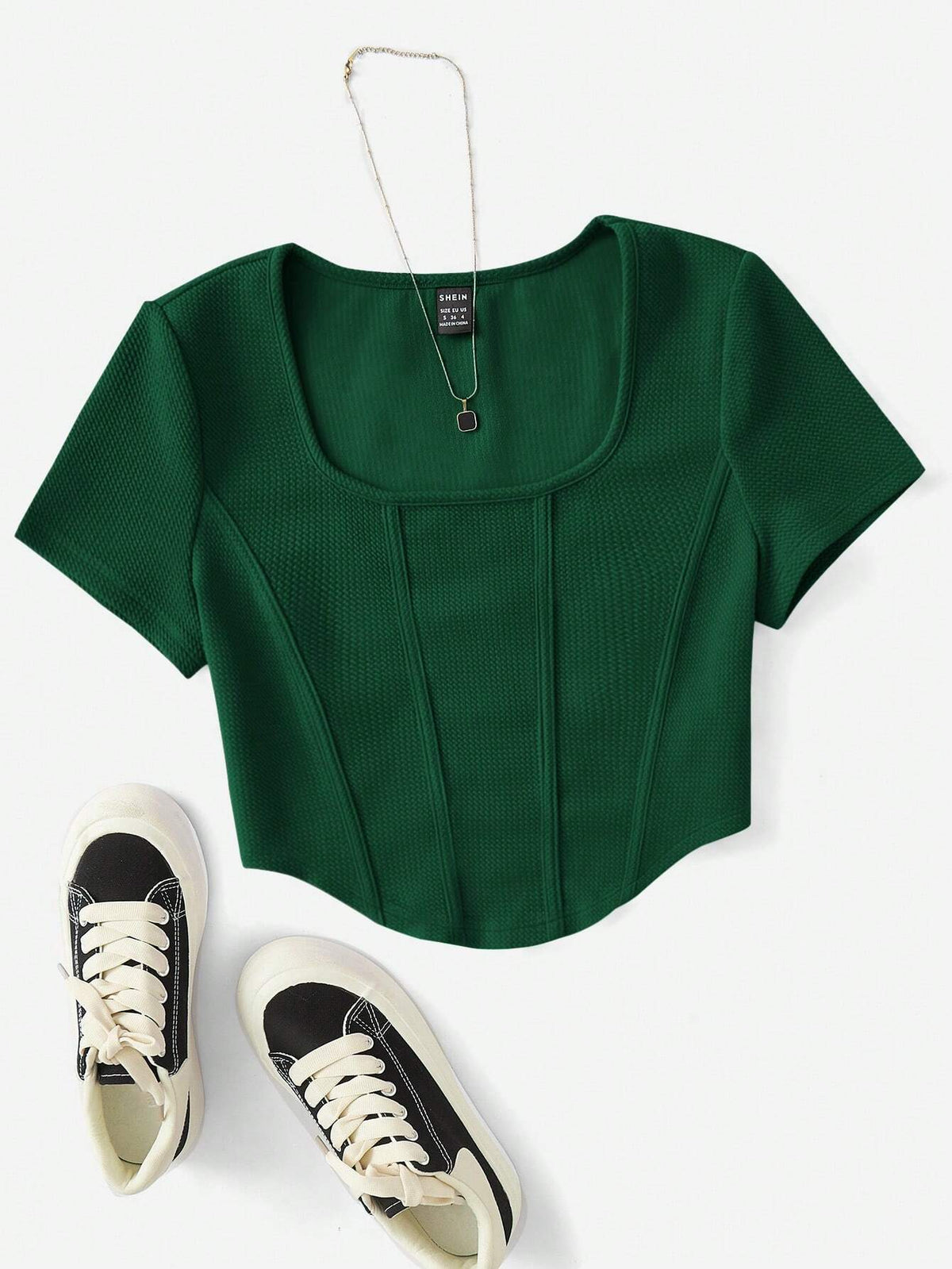 Buy SHEIN EZwear Scoop Neck Seam Front Tee in Pakistan