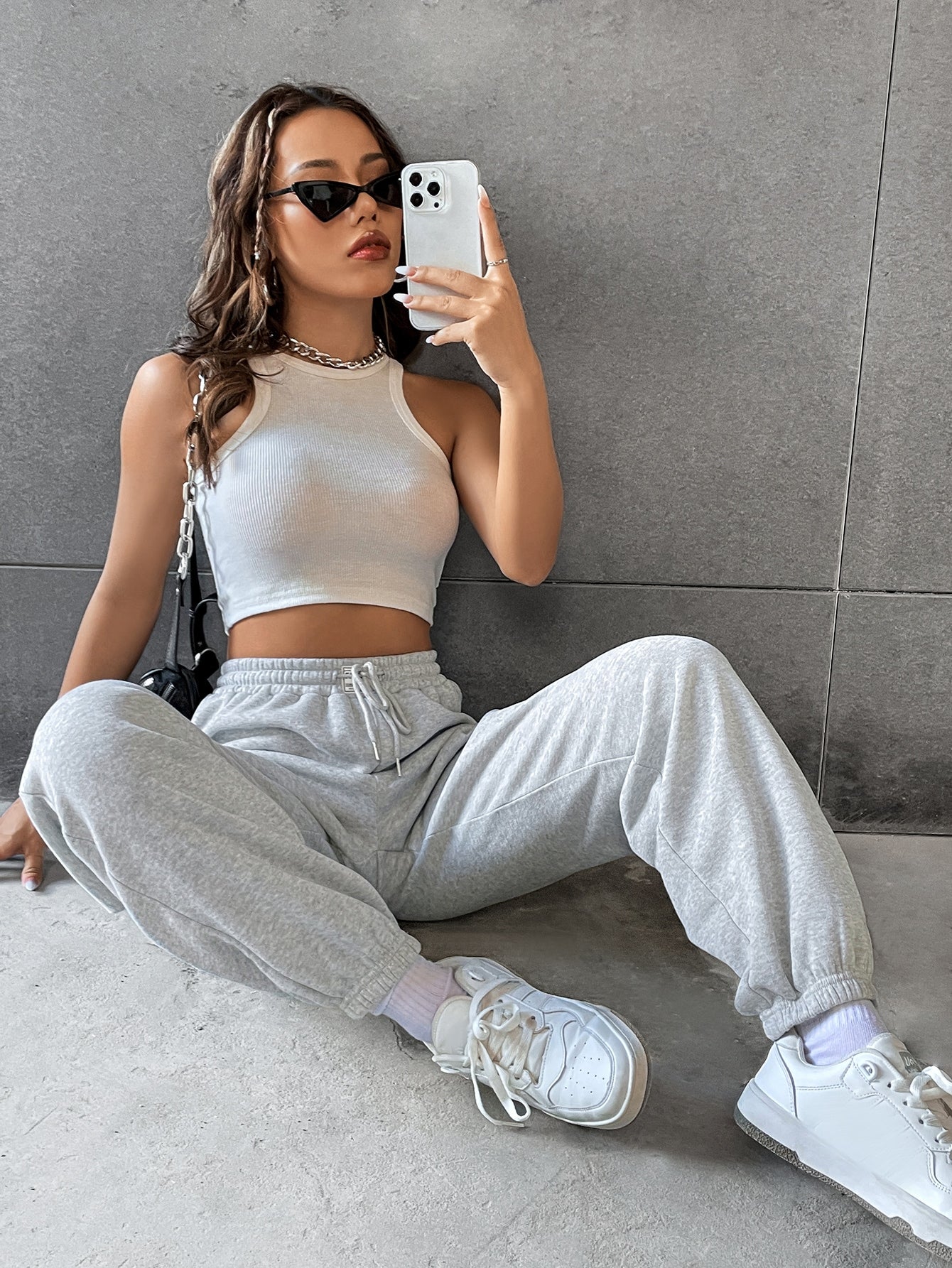 Buy SHEIN EZwear Solid Drawstring Waist Sweatpants in Pakistan