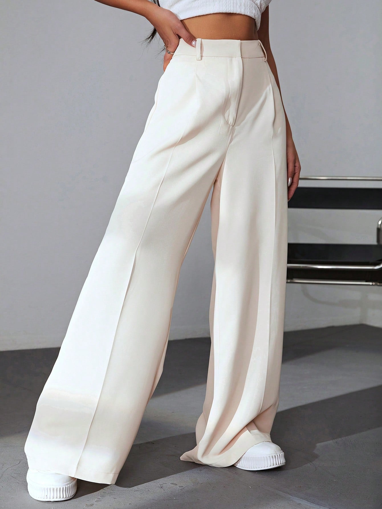 Buy SHEIN EZwear Solid Wide Leg Pants in Pakistan
