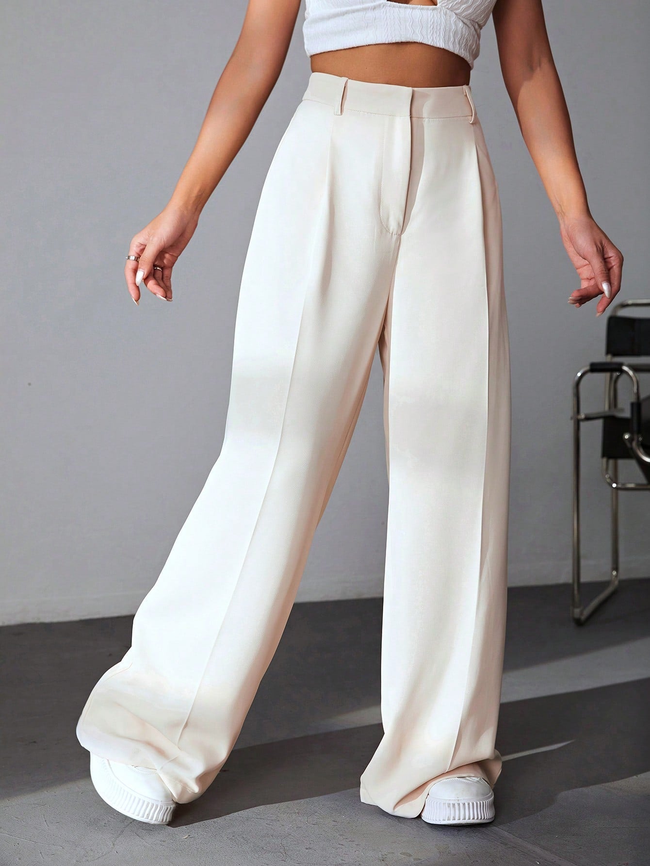 Buy SHEIN EZwear Solid Wide Leg Pants in Pakistan