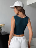 Buy SHEIN EZwear Square Neck Ruched Crop Tank Top in Pakistan