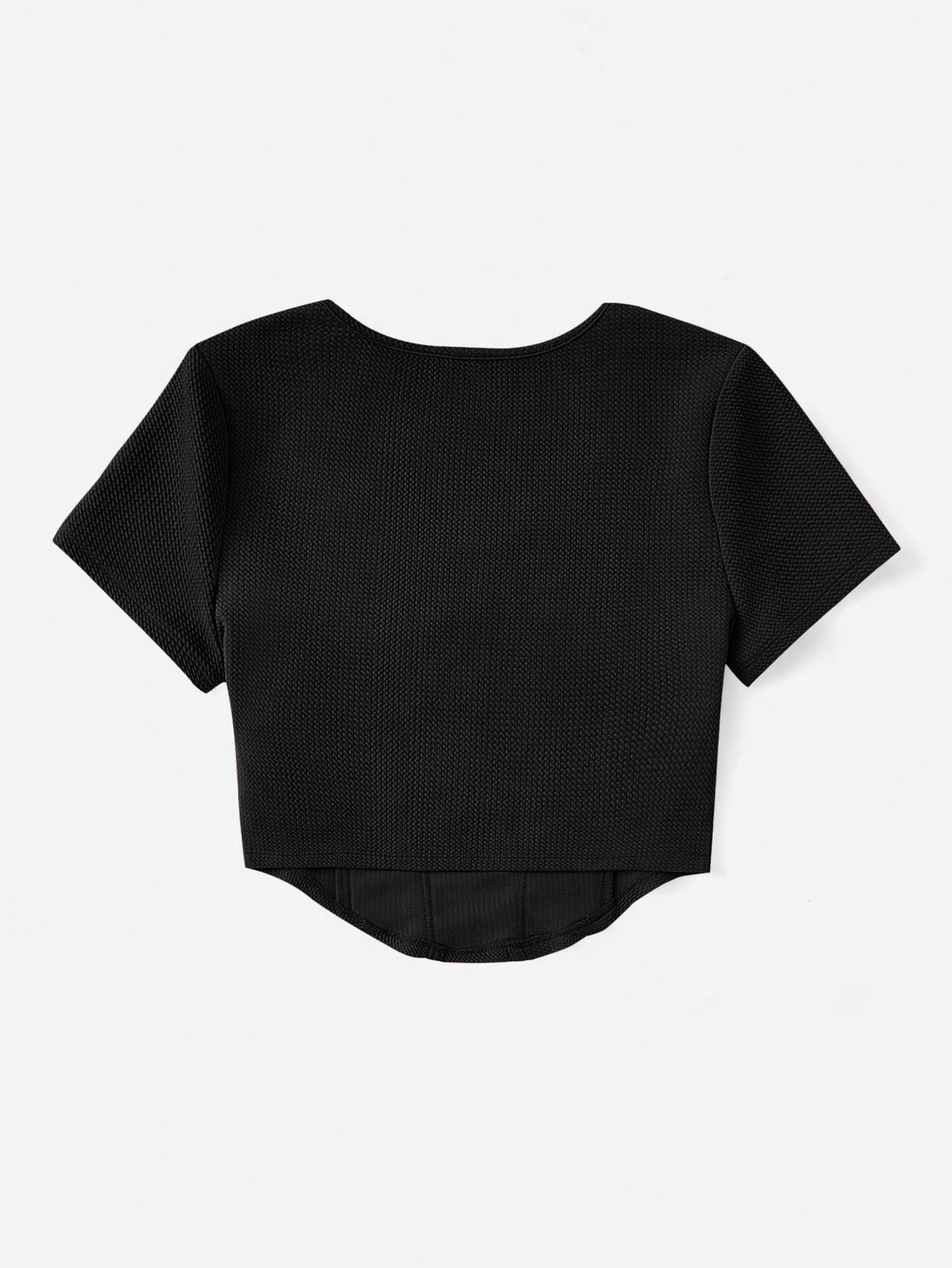 Buy SHEIN EZwear Square Neck Seam Detail Bandana Hem Tee in Pakistan