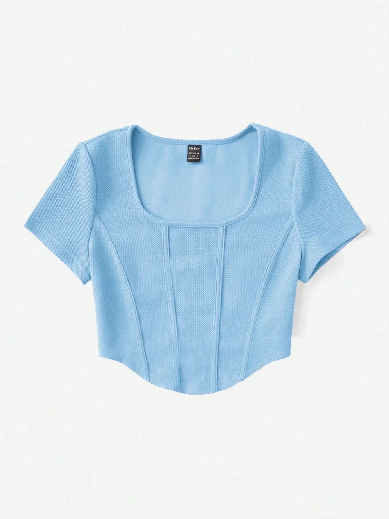 Buy SHEIN EZwear Square Neck Seam Front Tee in Pakistan