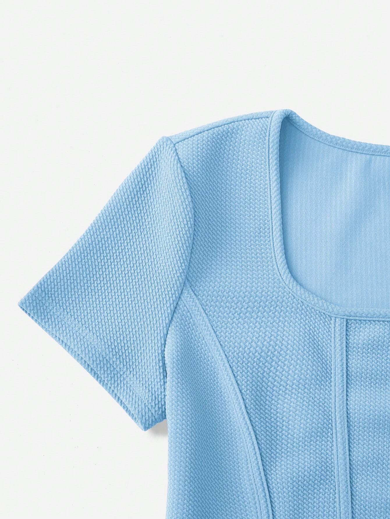 Buy SHEIN EZwear Square Neck Seam Front Tee in Pakistan