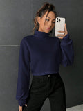 Buy SHEIN EZwear Stand Collar Ribbed Knit Women'S T-Shirt in Pakistan