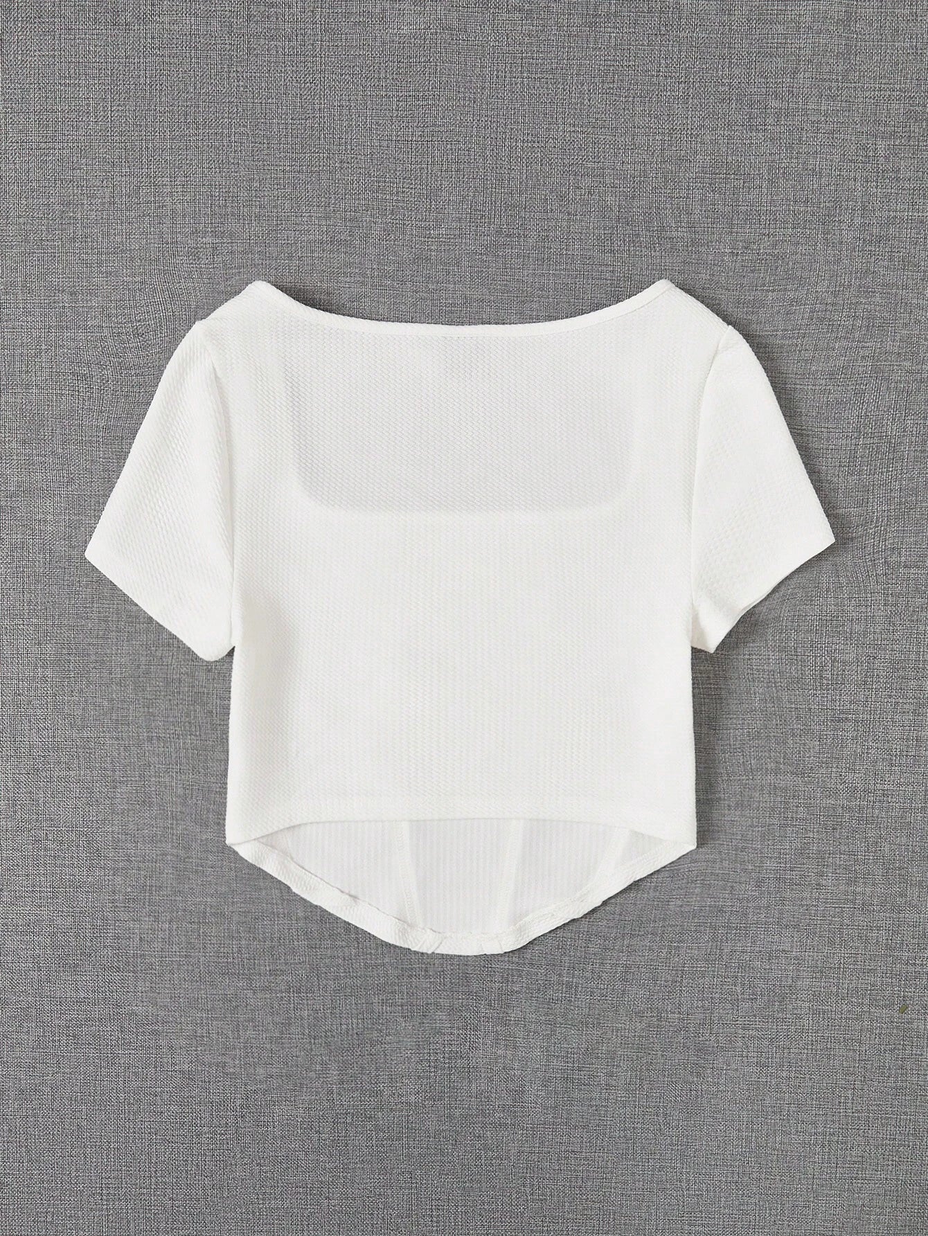 Buy SHEIN EZwear Summer Outfit Square Neck White Seam Front Tee in Pakistan
