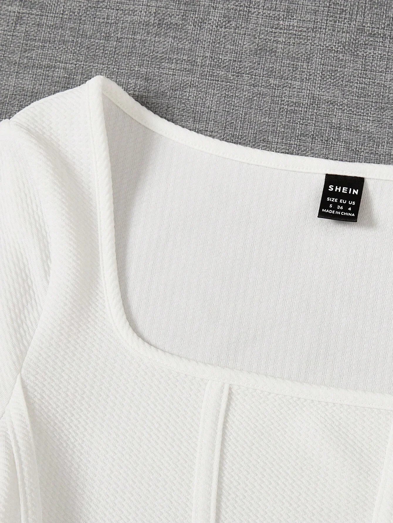 Buy SHEIN EZwear Summer Outfit Square Neck White Seam Front Tee in Pakistan