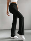 Buy SHEIN EZwear Y2k Women's Solid Color Flared Bell Bottom Black Pants in Pakistan