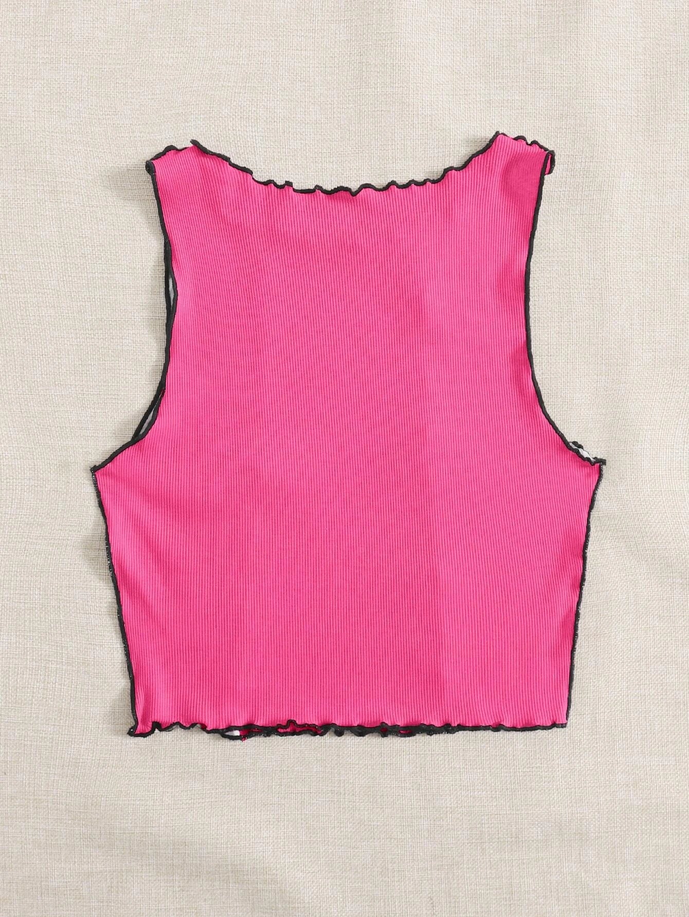 Buy SHEIN EZwear Zebra Stripe Colorblock Lettuce Trim Tank Top, Going Out Top in Pakistan