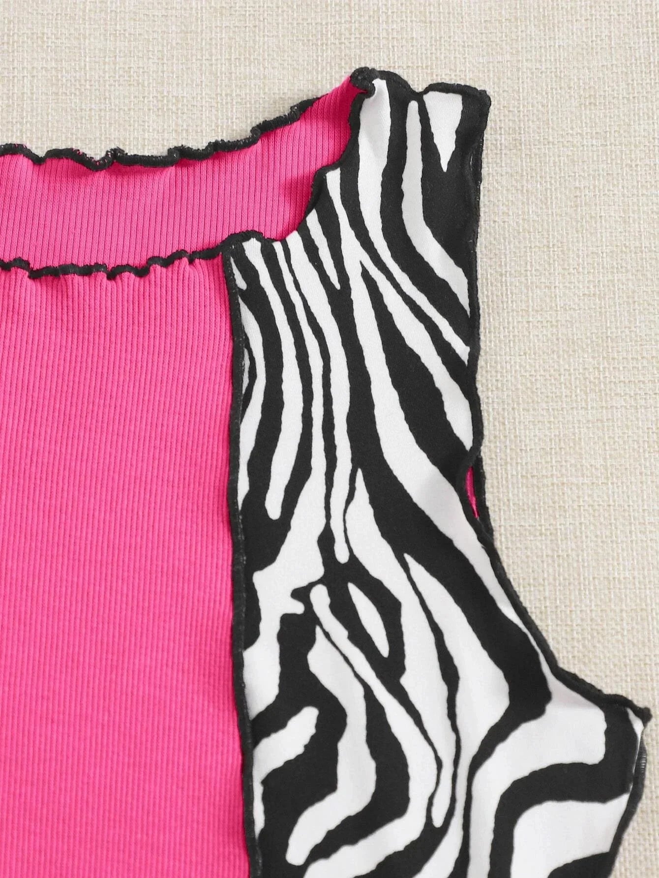 Buy SHEIN EZwear Zebra Stripe Colorblock Lettuce Trim Tank Top, Going Out Top in Pakistan