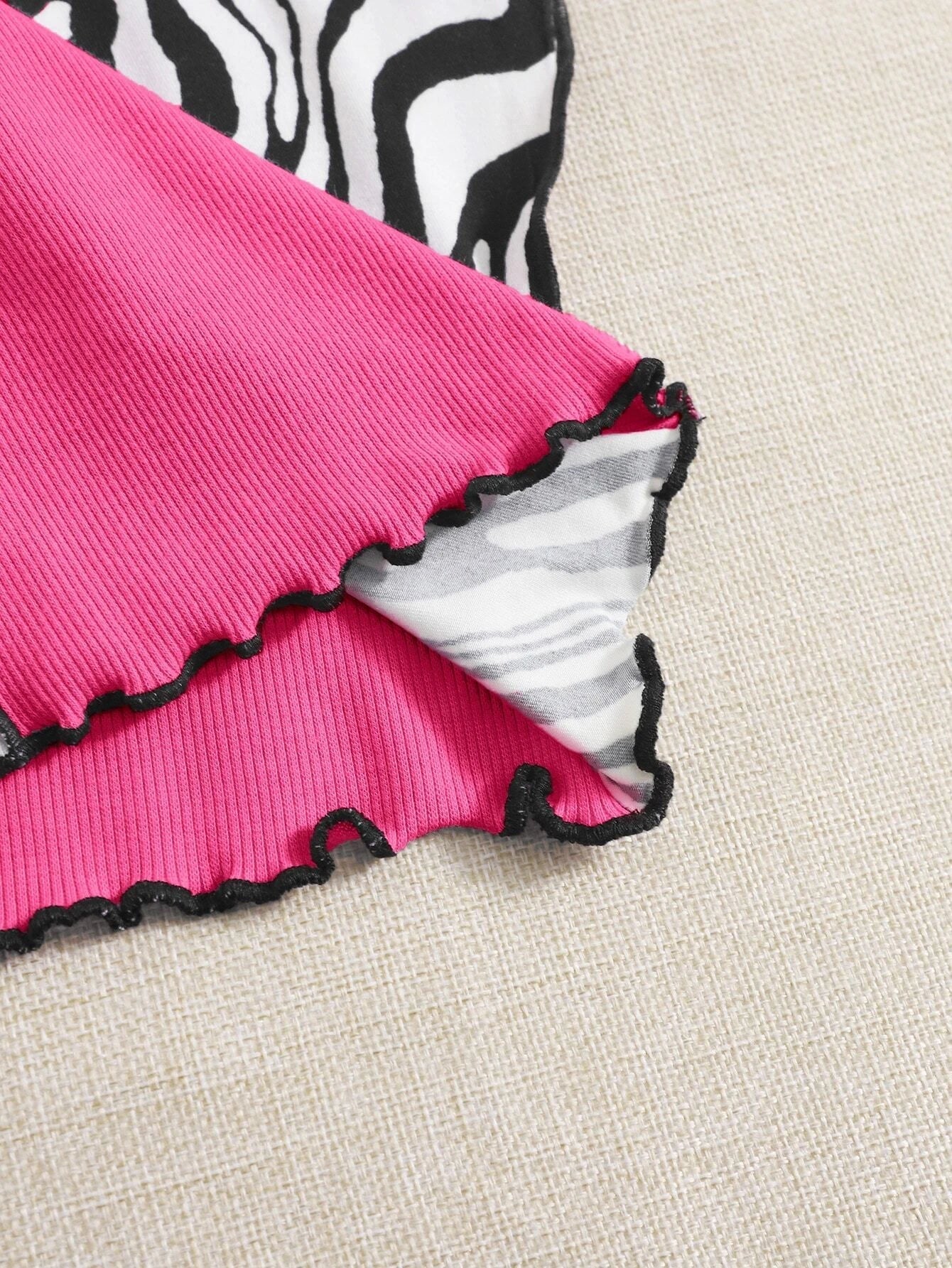 Buy SHEIN EZwear Zebra Stripe Colorblock Lettuce Trim Tank Top, Going Out Top in Pakistan