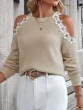Buy SHEIN Essnce Appliques Cold Shoulder Raglan Sleeve Sweater in Pakistan